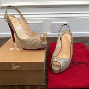 Christian Louboutin Open Toe Python Slingbacks